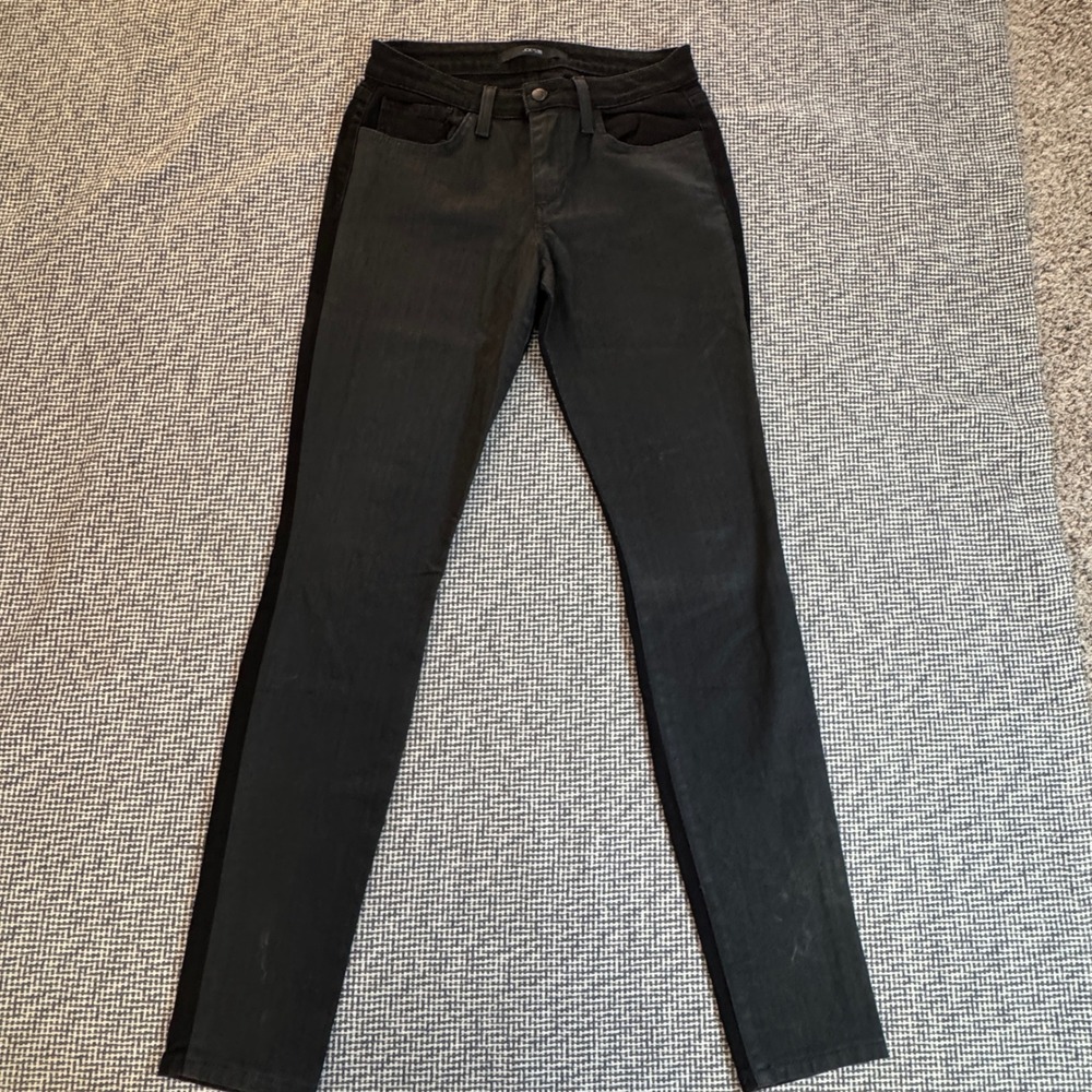 Joes Jeans Womens W27 Black Coated Two Tone Skinny Pants Side Stripe CL#204M